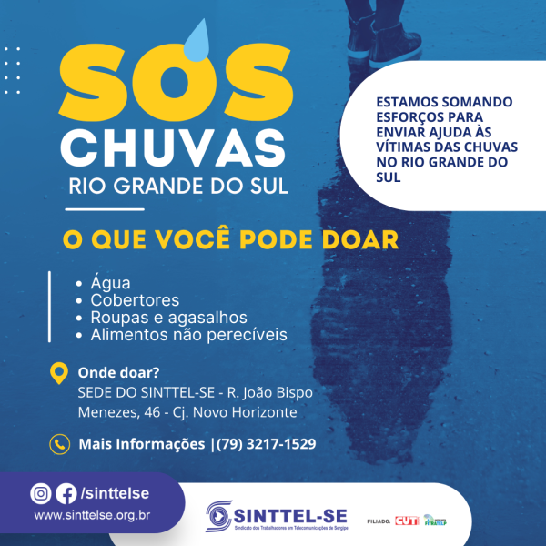 SINTTEL-SE realiza campanha de doações para vitimas da chuva no RS