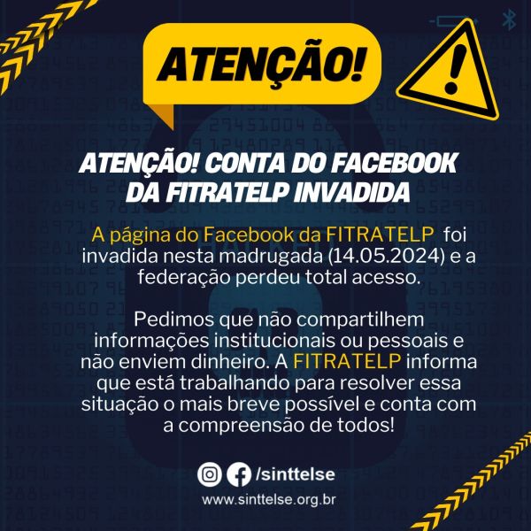 FITRATELP avisa que página do Facebook foi invadida, e toma providências