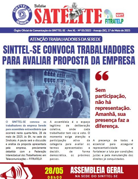 SINTTEL-SE convoca trabalhadores da SEREDE para avaliar proposta da empresa