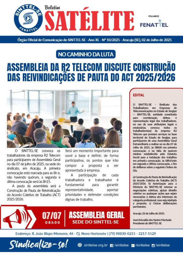Assembleia da R2 Telecom discute construção das reivindicações de pauta do ACT 2025/2026